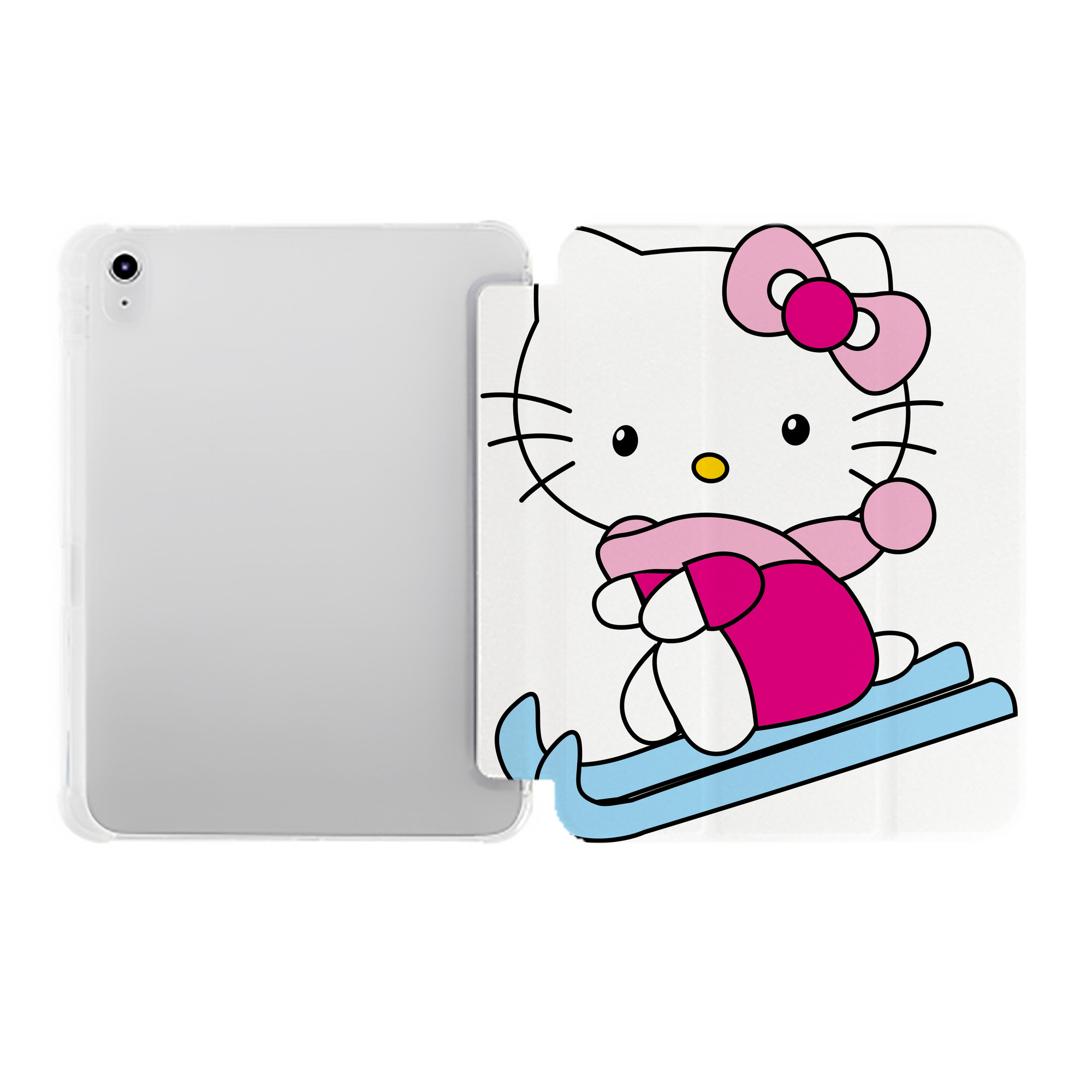 （画像用） Hello Kitty ハローキティ IPad ケース ペン収納付き 三つ折りスタンド PUレザー×シリコン 対応機種9.5/10.5/10.9インチ